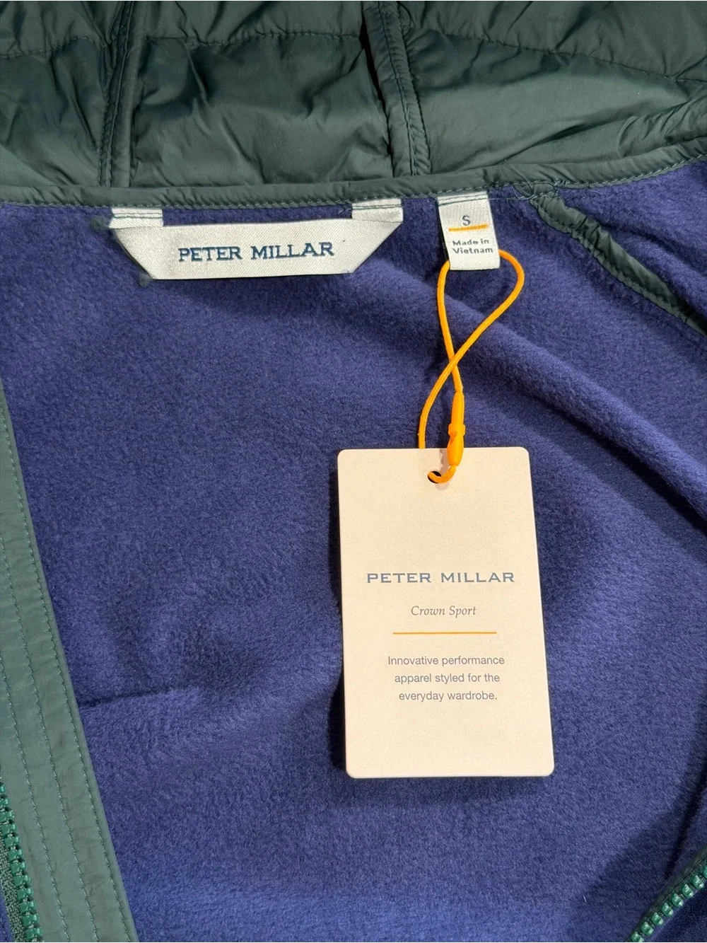 NWT Peter Millar Apex Hybrid Hoodie Jacket Nordic Pine Navy (Small)